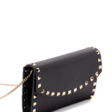 Valentino Garavani Black Rockstud Chain Shoulder Bag