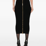 Balmain Cable-knit button-front midi fitted skirt