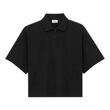 Saint Laurent Black Cassandre Embroidered Polo Shirt