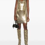 Versace Metallic mesh mini dress with slip