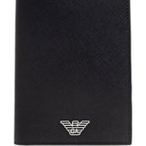 Emporio Armani Passport holder in saffiano leather with ASV eagle plaque