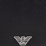 Emporio Armani Passport holder in saffiano leather with ASV eagle plaque