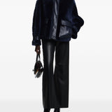 Emporio Armani Black Palazzo Leather Trousers