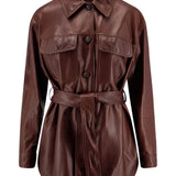 Brunello Cucinelli Cognac Brown Belted Jacket