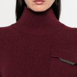 Brunello Cucinelli Bordeaux Ribbed Turtleneck Sweater