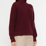Brunello Cucinelli Bordeaux Ribbed Turtleneck Sweater