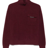 Brunello Cucinelli Bordeaux Ribbed Turtleneck Sweater