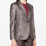 Brunello Cucinelli Chocolate Brown Metallic Blazer
