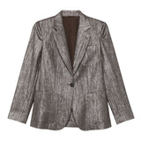 Brunello Cucinelli Chocolate Brown Metallic Blazer