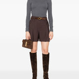 Brunello Cucinelli Chocolate Brown Pleated Shorts