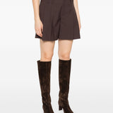 Brunello Cucinelli Chocolate Brown Pleated Shorts