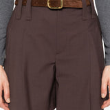 Brunello Cucinelli Chocolate Brown Pleated Shorts