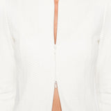 Emporio Armani White Herringbone Zip Jacket