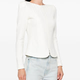 Emporio Armani White Herringbone Zip Jacket