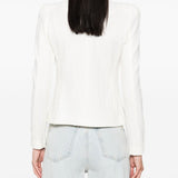 Emporio Armani White Herringbone Zip Jacket