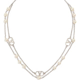 Valentino Garavani Vlogo Signature Metal Necklace With Swarovski Pearls