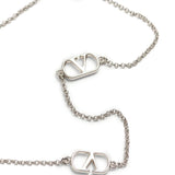 Valentino Garavani Vlogo Signature Metal Necklace With Swarovski Pearls