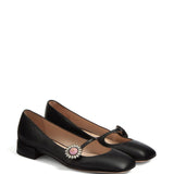 Valentino Garavani Black Crystal Buckle Flats
