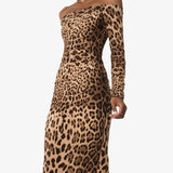 Dolce & Gabbana off-the-shoulder Leopard Print Midi Dress