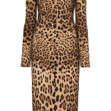 Dolce & Gabbana off-the-shoulder Leopard Print Midi Dress