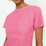 Dolce & Gabbana Rachel tweed calf-length dress with DG logo