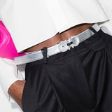 Ferragamo Silver Gancini Rhinestone Belt