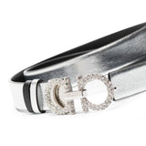 Ferragamo Silver Gancini Rhinestone Belt
