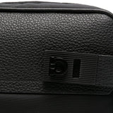 Ferragamo Black Gancini Buckles Shoulder Bag Adjustable