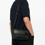 Ferragamo Black Gancini Buckles Shoulder Bag Adjustable