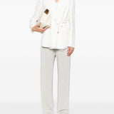 Brunello Cucinelli Grey Ribbed Cropped Trousers