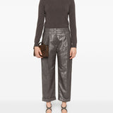Brunello Cucinelli Brown Metallic Pleat Trousers