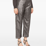 Brunello Cucinelli Brown Metallic Pleat Trousers