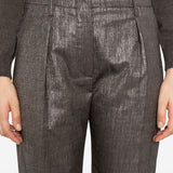 Brunello Cucinelli Brown Metallic Pleat Trousers