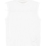 Emporio Armani White Rhinestone Embellished Turtleneck