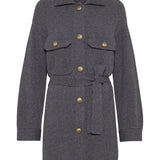 Brunello Cucinelli Grey Ribbed Belted Cardigan