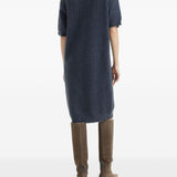 Brunello Cucinelli Navy Crocodile Motif Dress