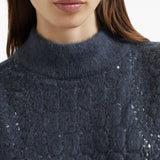 Brunello Cucinelli Navy Crocodile Motif Dress