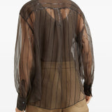 Brunello Cucinelli Chocolate Brown Embroidered Shirt