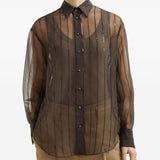 Brunello Cucinelli Chocolate Brown Embroidered Shirt