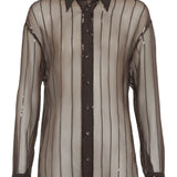 Brunello Cucinelli Chocolate Brown Embroidered Shirt