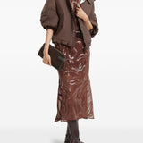 Brunello Cucinelli Brown Floral Embroidery Shirt