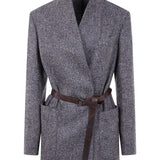 Brunello Cucinelli Blue Wrap Blazer Jacket