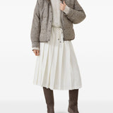 Brunello Cucinelli Taupe Chevron Hooded Jacket