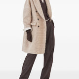 Brunello Cucinelli Camel Crocodile Motif Coat