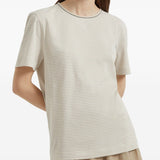 Brunello Cucinelli Beige Striped T Shirt