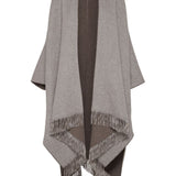 Brunello Cucinelli Brown Herringbone Fringed Poncho