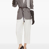 Brunello Cucinelli Brown Houndstooth Belted Jacket