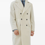 Brunello Cucinelli One-and-a-half-breasted coat in wide cashmere corduroy with patch pockets and metal buttons