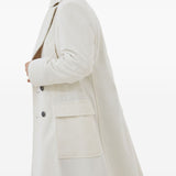 Brunello Cucinelli One-and-a-half-breasted coat in wide cashmere corduroy with patch pockets and metal buttons