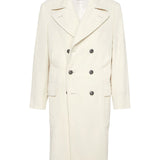 Brunello Cucinelli One-and-a-half-breasted coat in wide cashmere corduroy with patch pockets and metal buttons